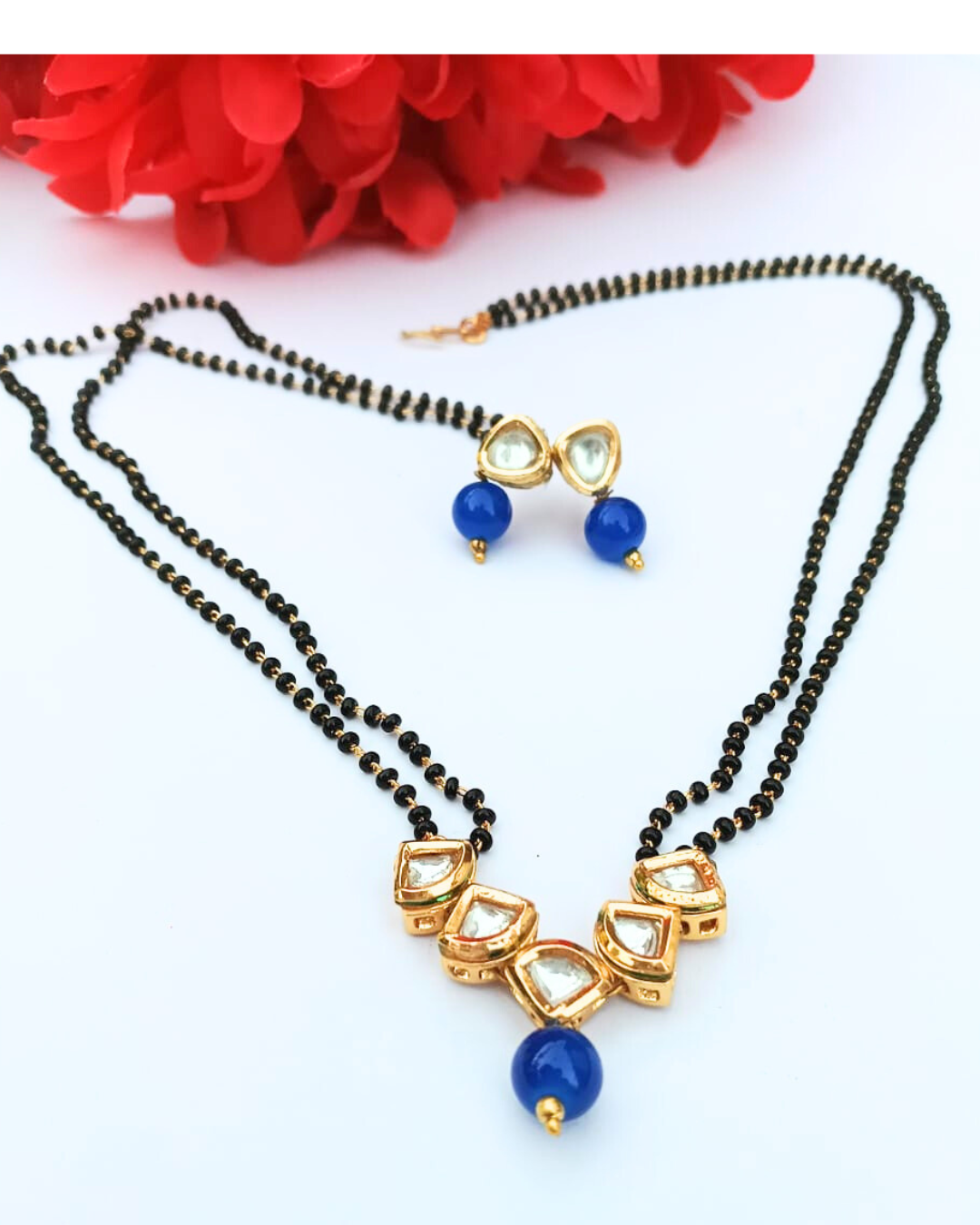 Blue Kundan Mangalsutra